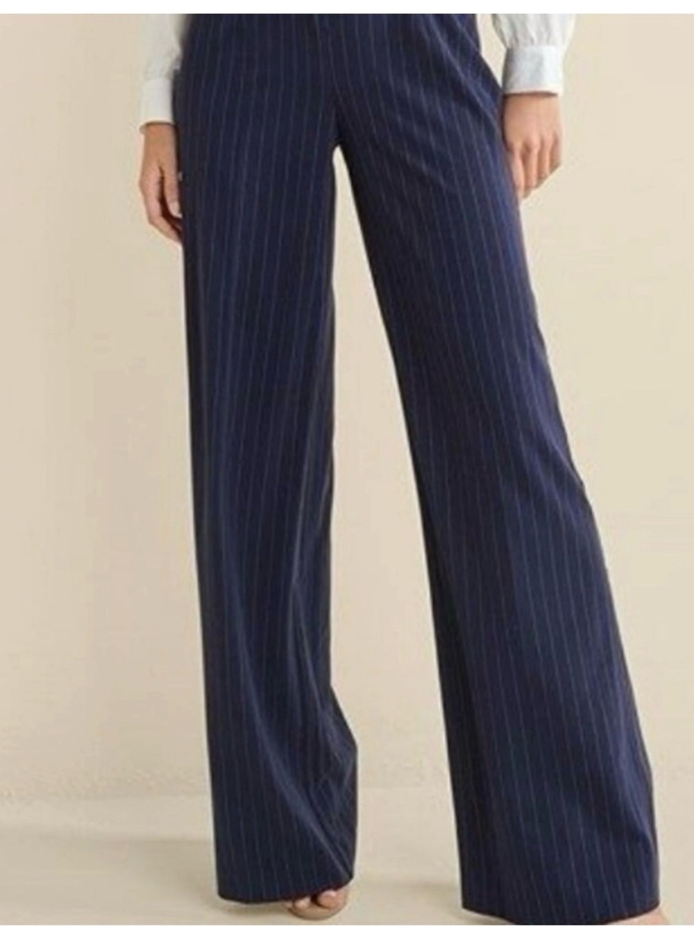 Free People Pleated Pinstripe Pants - Navy